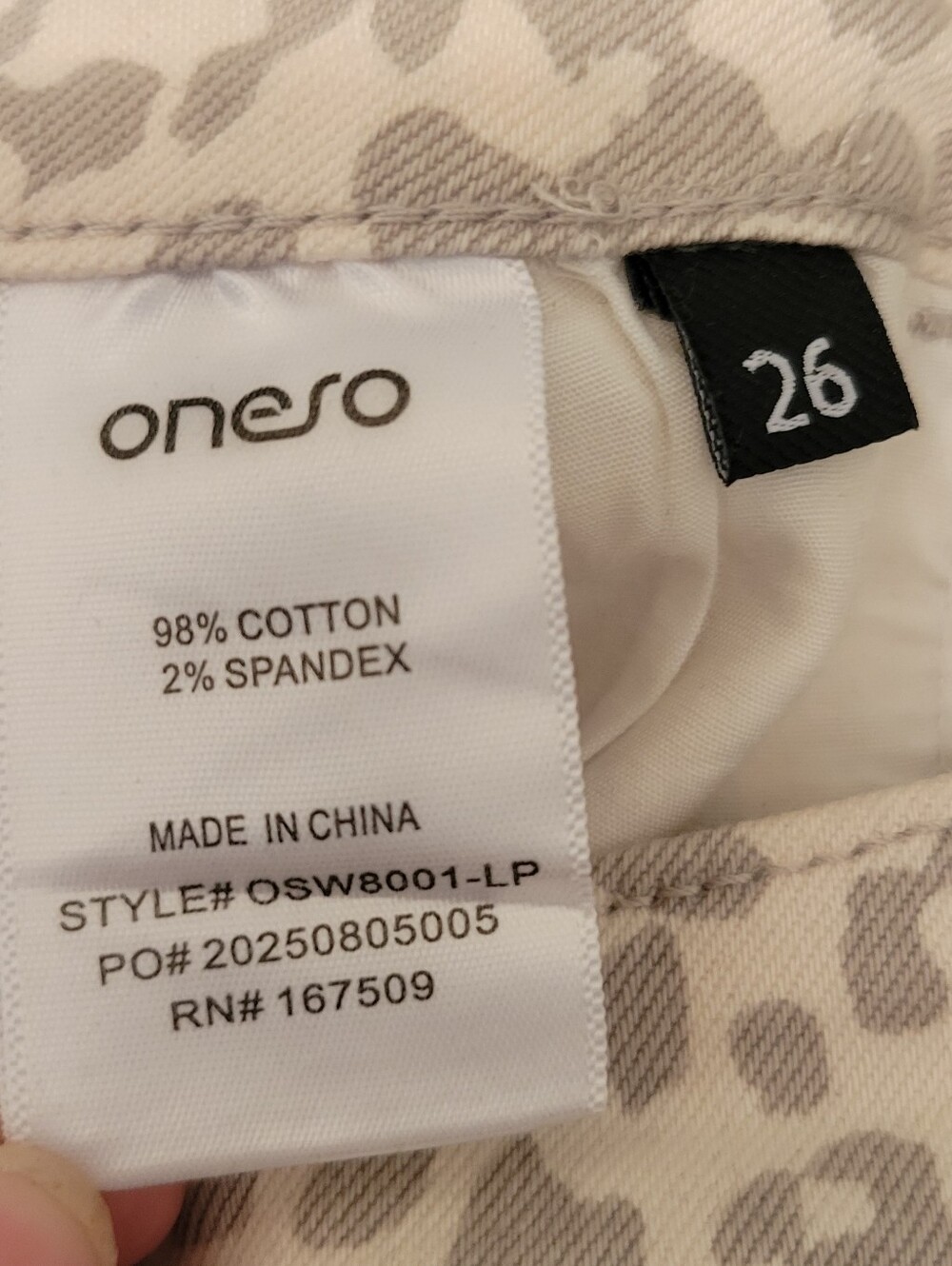 Oneso Leopard Print Wide Leg Jeans Size 26 Cream Gray Stretch Denim NWOT - Picture 8 of 9